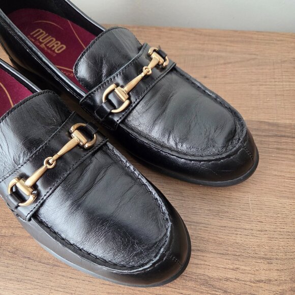 EUC MUNRO BLACK GENUINE LEATHER ARCH SUPPORT LOAFERS SIZE 9.5 WOMENS - Picture 8 of 16